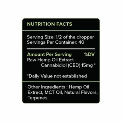 PureKana Mint CBD Oil Tincture 600mg Supplement Facts