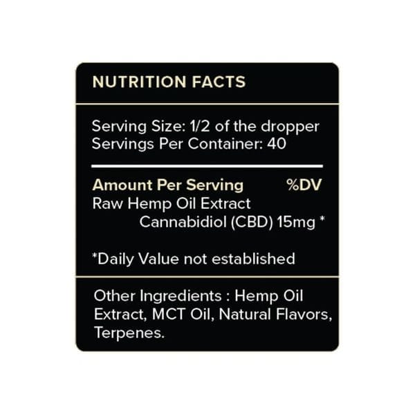 PureKana Vanilla CBD Oil Tincture Supplement Facts