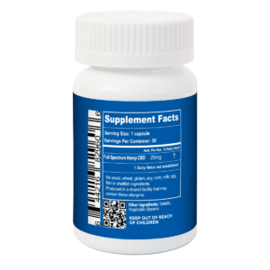 25mg Full Spectrum CBD Capsules 30 count Supplement Facts | Proleve CBD