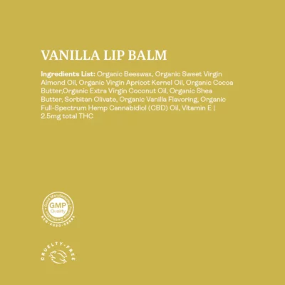 Hemplucid Vegan Full Spectrum CBD Lip Balm - Vanilla Ingredients