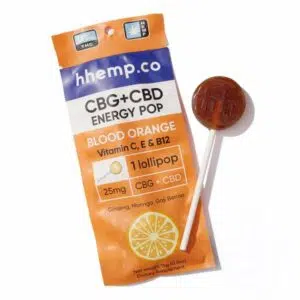CBG+CBD Energy Lollipop - Blood Orange - Wrapper with Pop Outside It