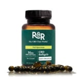 R+R Medicinals Full Spectrum CBD Softgels - 30mg Capsules 34 Count-Capsules Bottle with Soft Gels Around