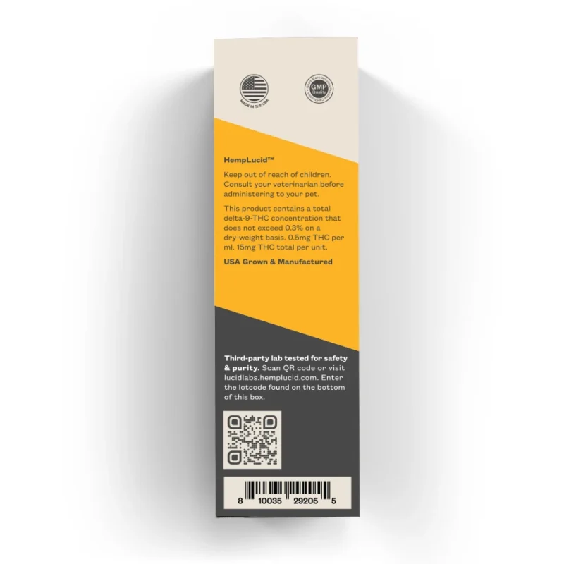 USDA Organic Pet CBD Oil Tincture 300mg – Chicken Flavored - Back of Box