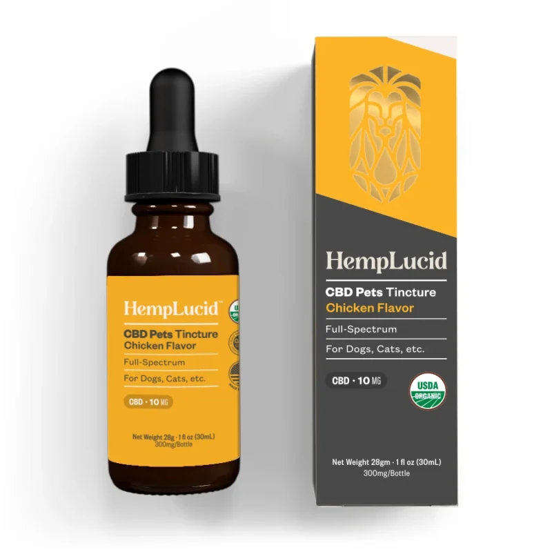 USDA Organic Pet CBD Oil Tincture by HempLucid - 300mg – Chicken Flavored