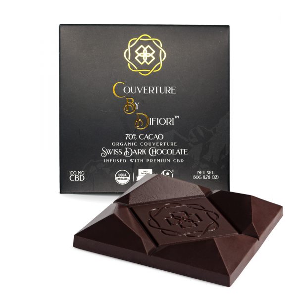 Difiori Organic Couverture CBD Decadent Swiss Dark Chocolate Bar - 70% Cacao