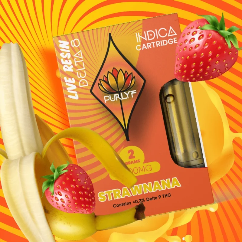 Purlyf 2g Live Resin 2000mg Strawnana Delta 8 Cart – Indica - Decorative Image