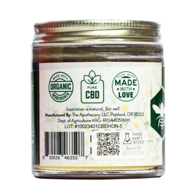 Organic Wildflower CBD Honey by The Brothers Apothecary - 4oz Side of Jar
