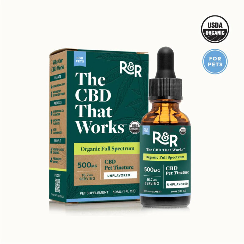 R+R Medicinals USDA Organic Pet CBD Oil Tincture Full Spectrum -500mg