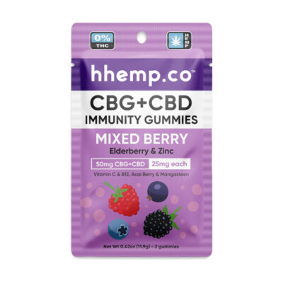 HH CBD and CBG Immunity Gummies - 25mg Mixed Berry - 2 Pack Photo of Front of Bag