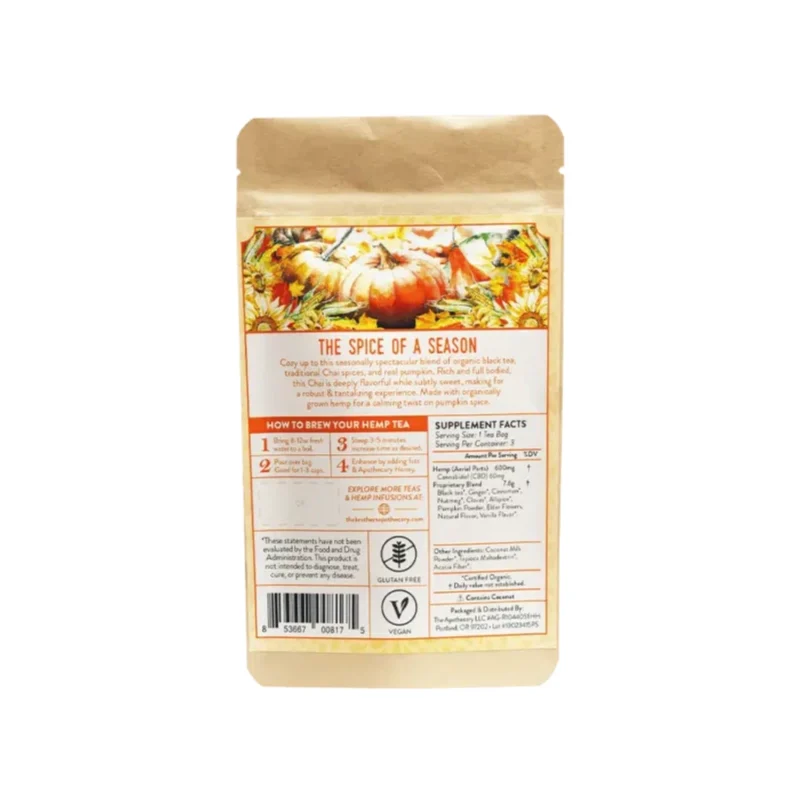 Pumpkin Spice Chai CBD Tea - Organic Hemp Tea by The Brothers Apothecary - 3 Pack Back