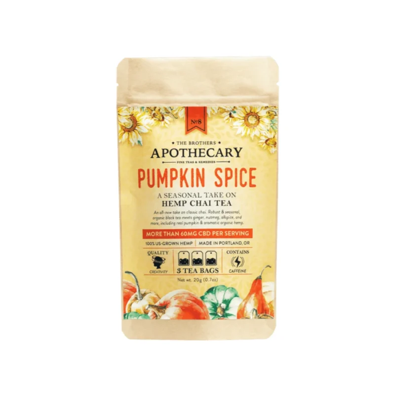 Pumpkin Spice Chai CBD Tea - Organic Hemp Tea by The Brothers Apothecary - 3 Pack Front