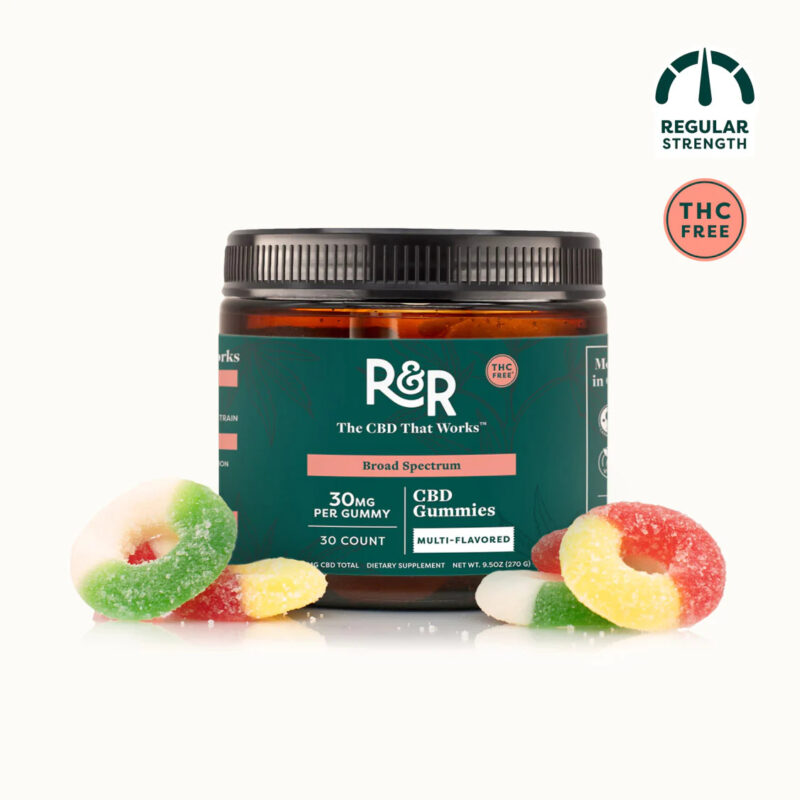 R+R Medicinals Broad Spectrum CBD Gummies - THC Free - 30mg Regular Strength