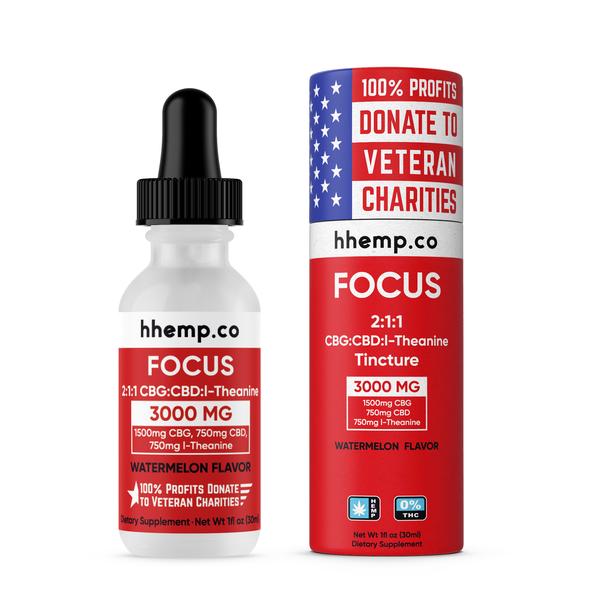 HH Focus CBD and CBG Oil Tincture with l-Theanine - Photo of Focus Tincture and Tube