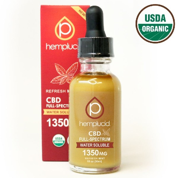 USDA Organic Flavored Water Soluble CBD Oil - Full Spectrum - Refresh Mint 1350mg