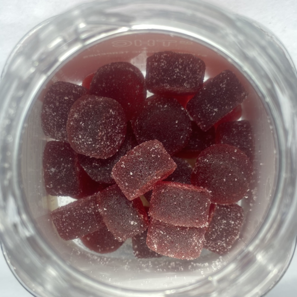 Sour Strawberry Cookies CBD and THC Gummies - Photo of Gummies Close Up