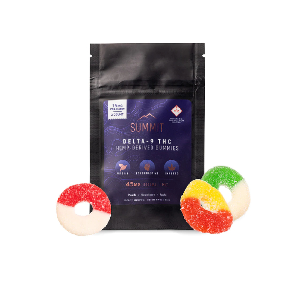 Summit Vegan Delta 9 THC Infused Gummies - 15mg Each - 3 Count Pack