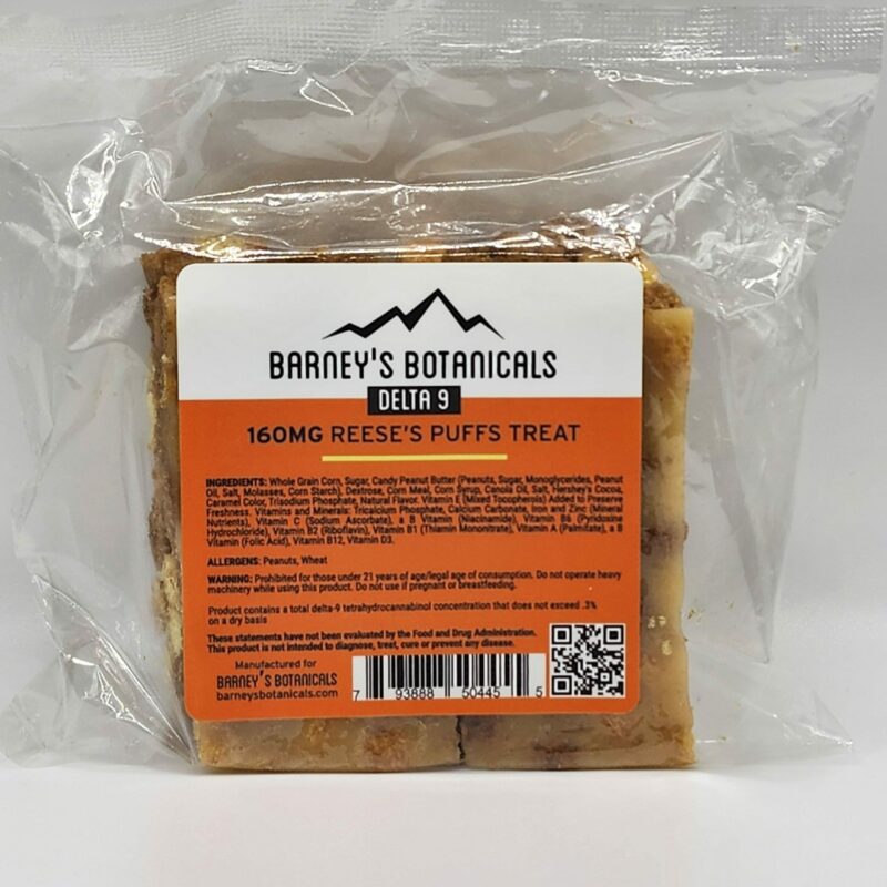 Barney's Botanicals Delta 9 THC Cereal Bars - 160mg - Reese's Puffs