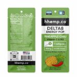 HH Delta 8 Energy Lollipop 50mg – 3 Pack Pineapple Chili - Photo of Front and Back of D8 Lollipop Wrapper