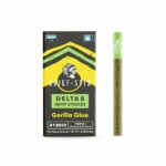 Chief Stix Delta 8 Hemp Smokes - 10 Pack Hybrid Gorilla Glue - Photo of Pack with Cigarette Next To It