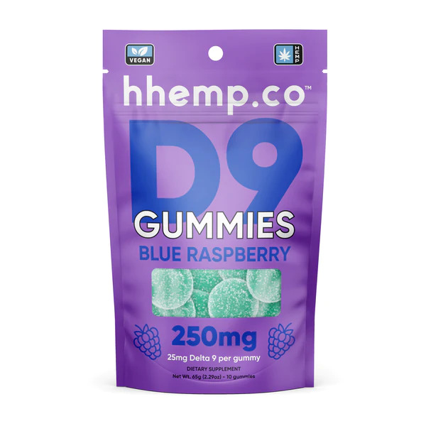 HHemp.co Delta 9 Gummies - 25mg Blue Raspberry 10ct Bag