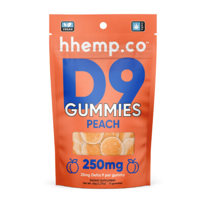 HHemp.co Delta 9 THC Gummies - Peach 10 Pack - Front of Bag