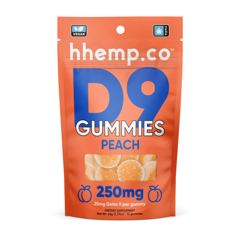 HHemp.co Delta 9 THC Gummies - Peach 10 Pack - Front of Bag