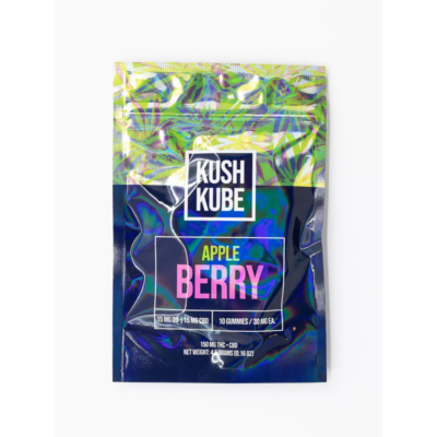 Kush Kube Apple Berry THC Gummies - 15mg THC + 15mg CBD - 10 Pack