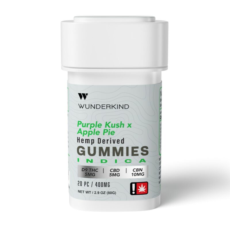 Wunderkind Indica THC Gummies with CBD+CBN - Purple Kush x Apple Pie - White Label 20ct