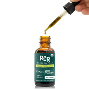 R+R Meds Unflavored Full Spectrum CBD Oil - 5000mg - Photo of Oil Tincture Open