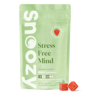 Snoozy Stress Relief Delta 9 THC Gummies with CBD - Front of 20ct Bag