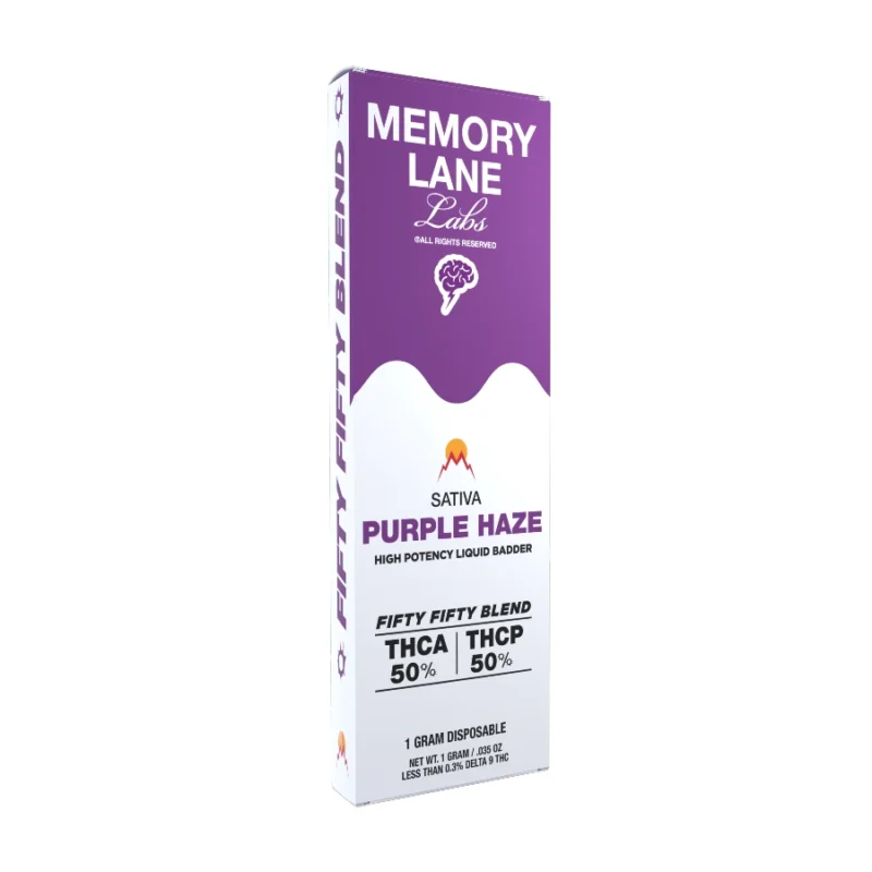 Memory Lane Liquid Badder Disposable Vape - High Potency THCa+THCp - Sativa - Purple Haze