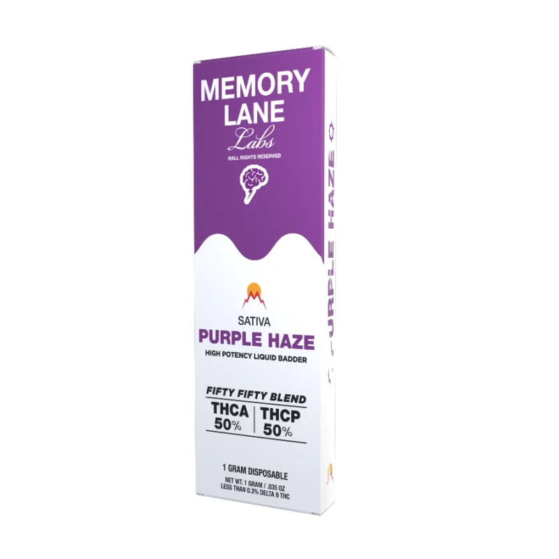 Memory Lane Liquid Badder Purple Haze Sativa Disposable Vape - High Potency THCa+THCp