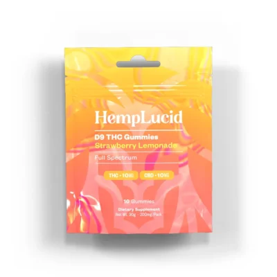 Hemplucid Delta 9 THC Gummies with CBD - Strawberry Lemonade 10mg THC + 10mg CBD