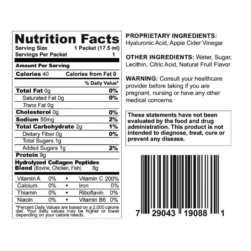 Nutrisips Collagen Blend Ready Sip Gel - Supplement Facts