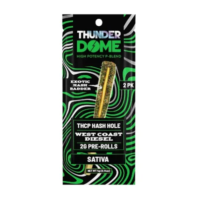 Thunder Dome High Potency P Blend THCp Hash Hole Prerolls - West Coast Diesel - Sativa