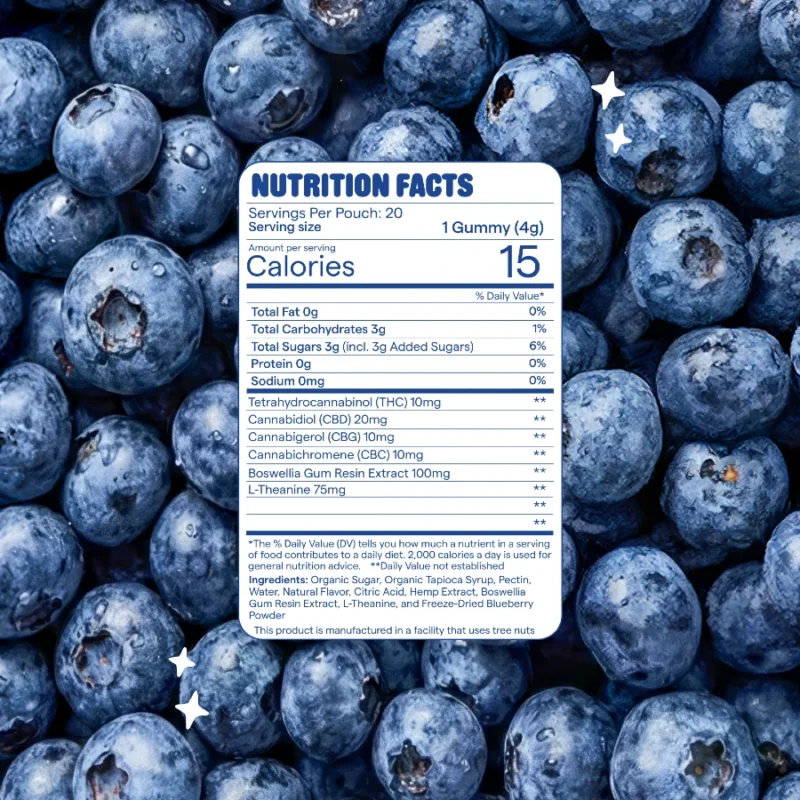 Snoozy Relief Delta 9 THC Gummies with CBC+CBD+CBG - Extra Strength Supplement Facts