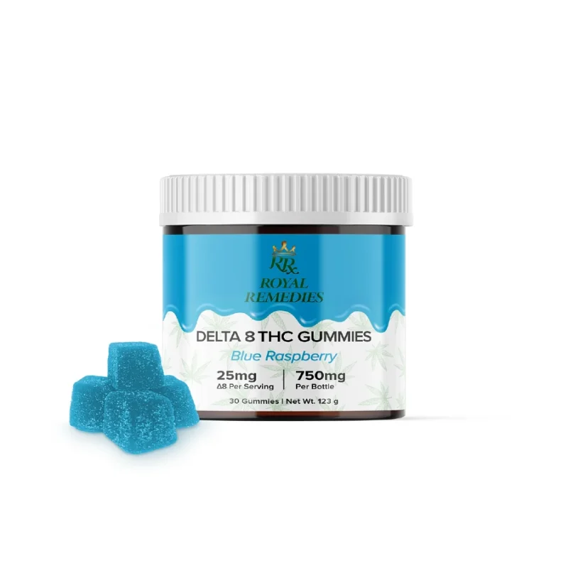 25mg Delta 8 THC Gummies by Royal Remedies - Blue Raspberry