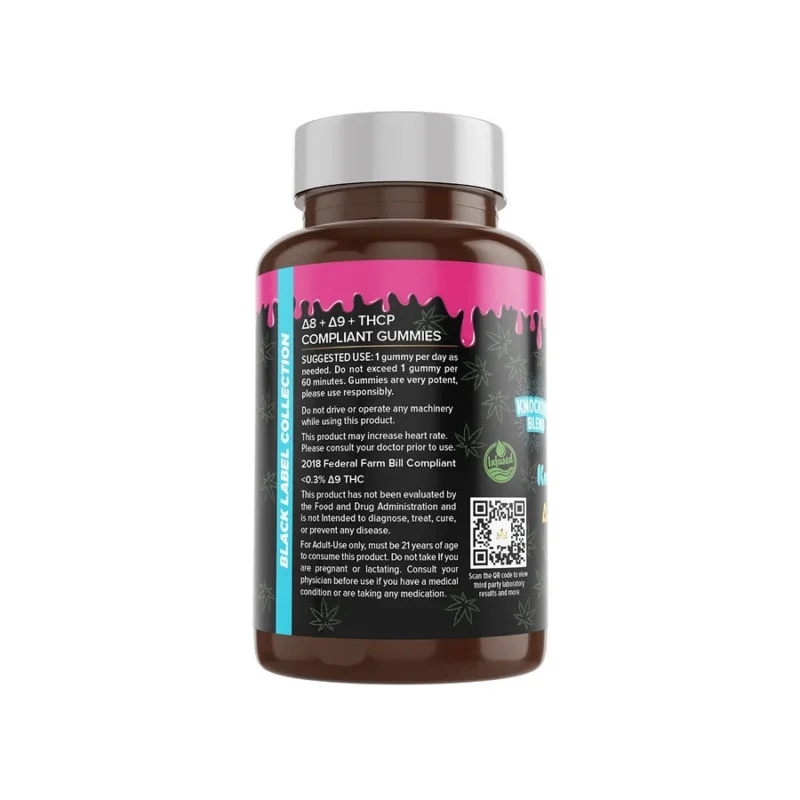 Royal Remedies 75mg Knockout Blend Super Strength THC Gummies - Suggested Use Label Section