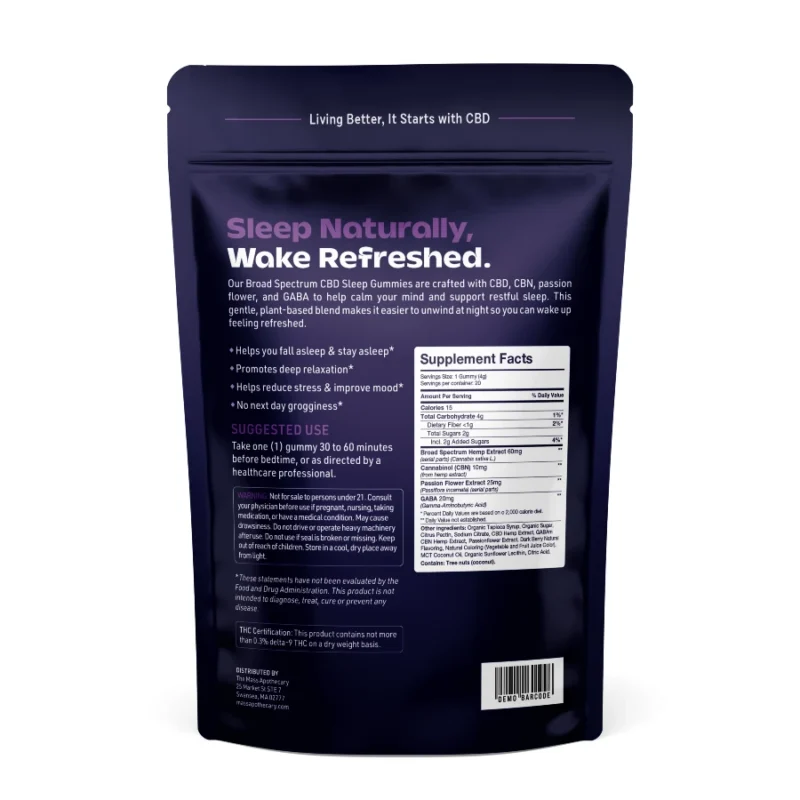Mass Apothecary Sleep Gummies with CBD + CBN - Supplement Facts