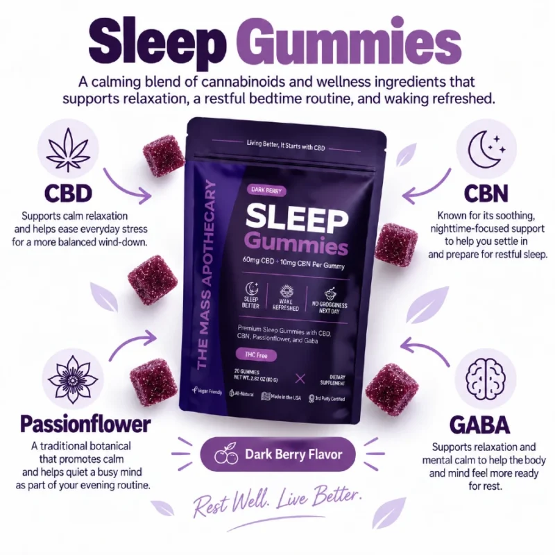 Sleep Gummies by The Mass Apothecary - Ingredients Infographic