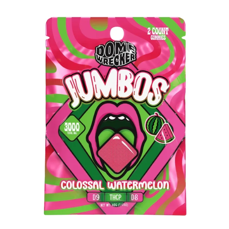 Domewrecker 2 Count Jumbos - 3000mg Delta 9+ THCp + Delta 8 Gummies - Colossal Watermelon Flavor
