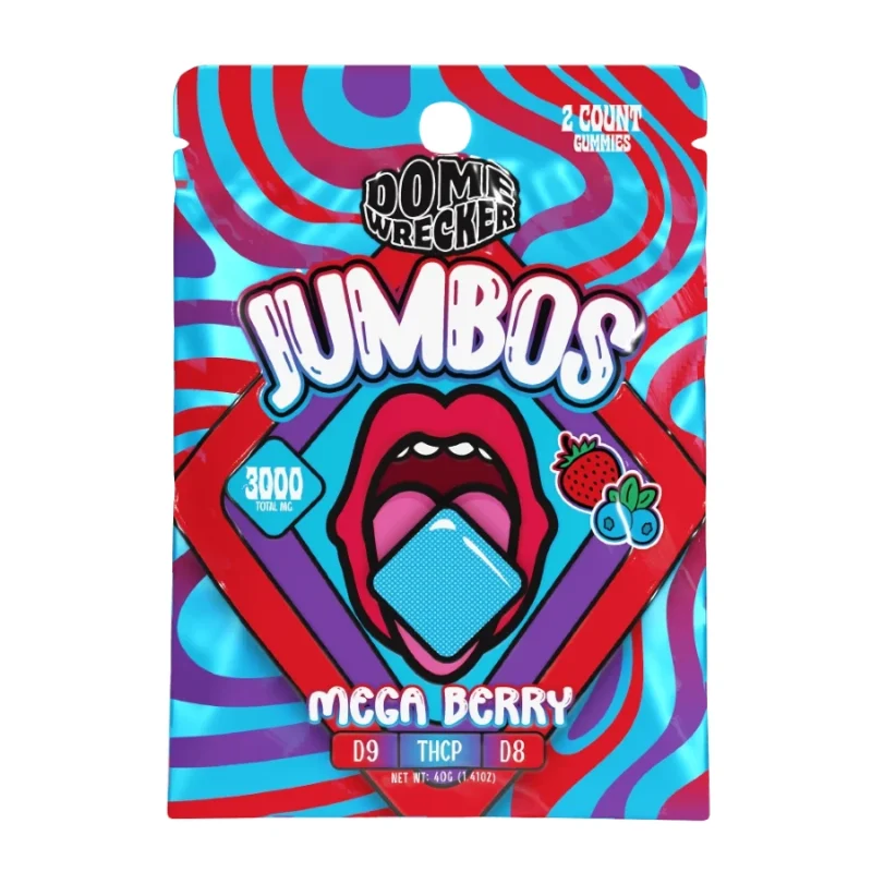 Domewrecker 2 Count Jumbos - 3000mg Delta 9+ THCp + Delta 8 Gummies - Mega Berry Flavor
