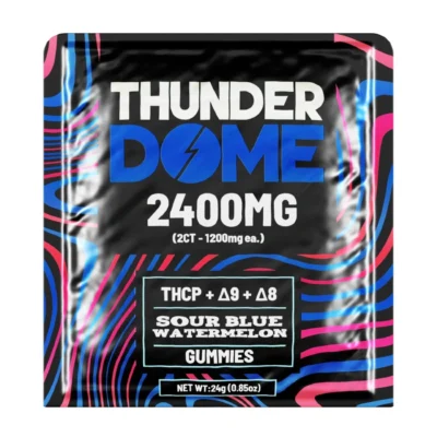 Thunder Dome 2400mg THC Gummies - 2 Pack Sour Blue Watermelon Flavor
