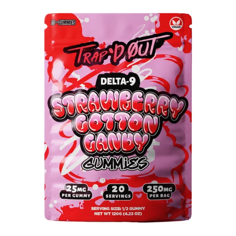 Hixotic Trap'd Out 25mg Delta 9 Gummies Strawberry Cotton Candy